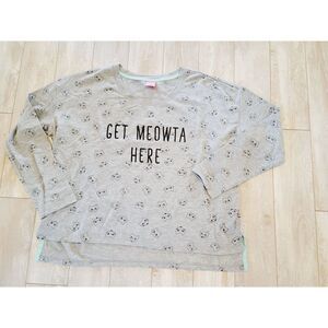 Jenni Intimates XXL Sleep Shirt‎ Top Night Gown Gray Cat Theme "Get Meowta Here"